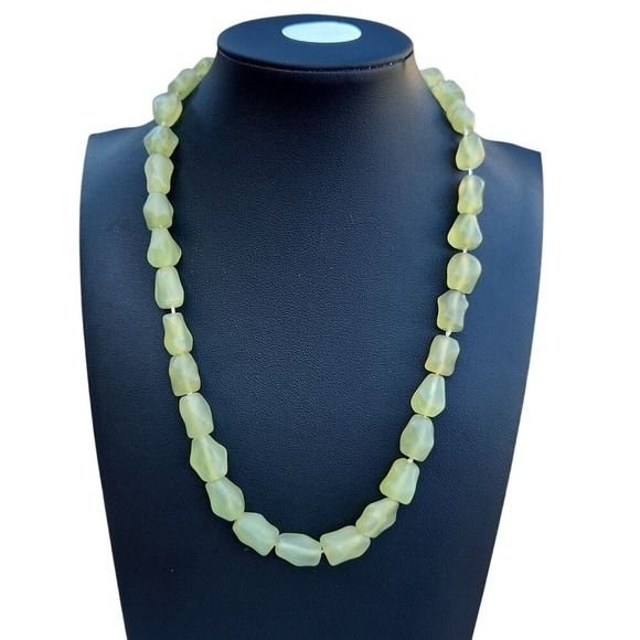 Chalcedony Green Gemstone Necklace Sterling Silver